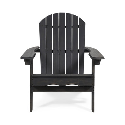 Libo Outdoor Adirondack Chair, Gray Acacia Wood Frame, Slat Panels