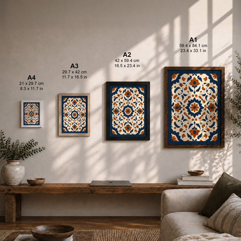 Tile Pattern Geometric - Framed Print, A4 - 29.7 x 21.0 cm, White