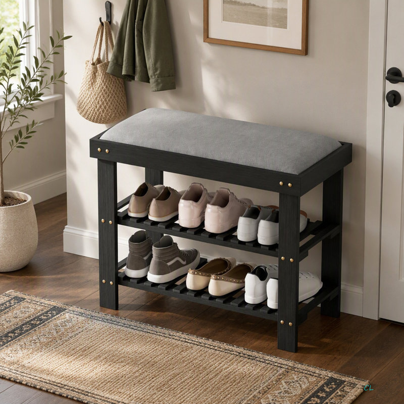 Range-chaussures, banc de rangement pour chaussures, banc d'entrée à 3 niveaux