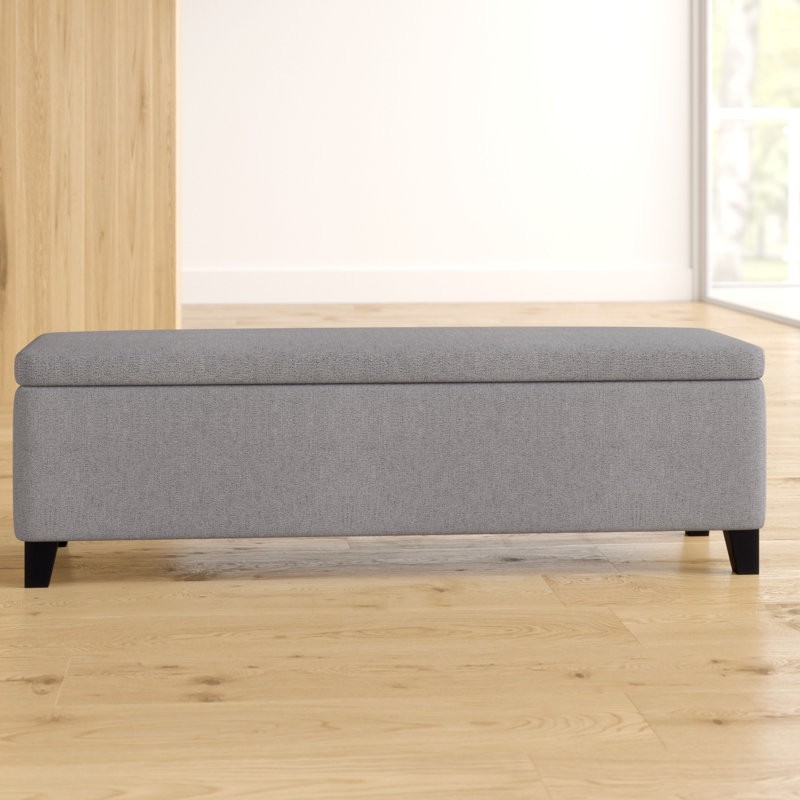  Entryway Bench Upholstered Bench Bedroom Storage Bench Wood Bench Fabric Bench, Gray, 16.25" H x 51.25" W x 17.50" D