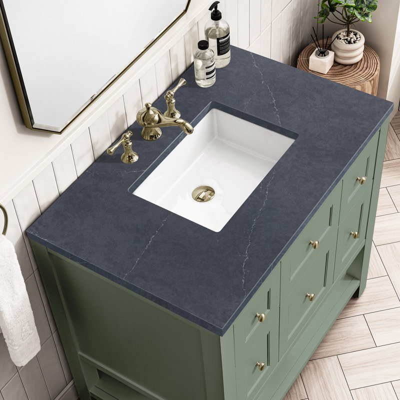 Breckenridge 36'' W Single Vanity, Charcoal Soapstone, Smokey Celadon, 8" Widespread