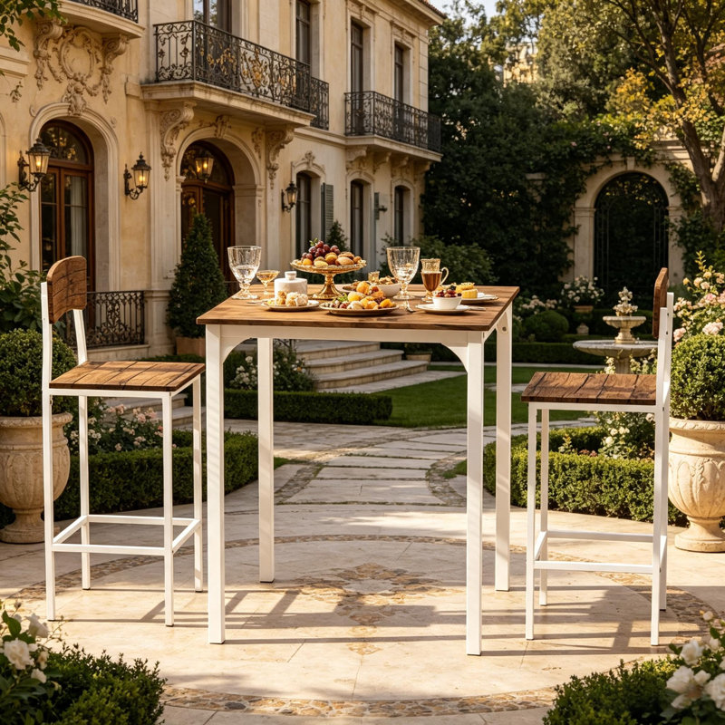 Ensemble de table peu encombrante, ensemble bistro élégant 3 pièces, table carrée et deux tabourets pour coin-repas ou cuisine compacte, ensemble repas compact