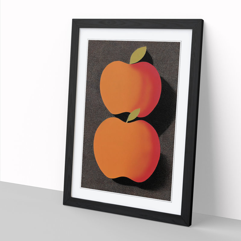 Two Apples - Single Picture Frame Print, 46cm H x 34cm W x 2cm D, Walnut