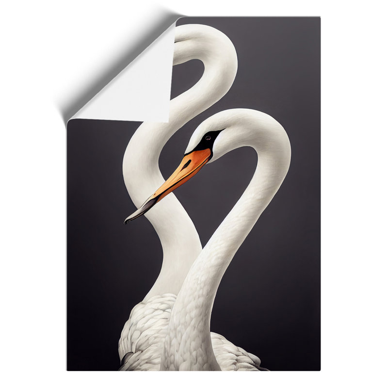 Two Pretty Swans - Wall Art, Paper, 42cm H x 29.7cm W x 3cm D, No Matte