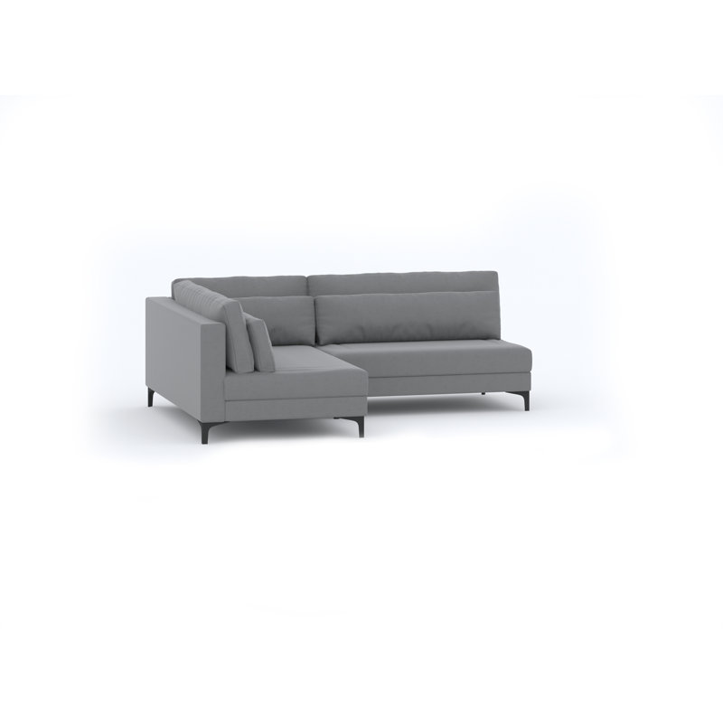 Atsuo Modern Corner Sofa with Metal Black Legs and Loose Cushions, Left Hand Facing
