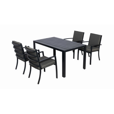 Berendien 5 - Person Patio Dining Set Rectangular Table with Cushions Included