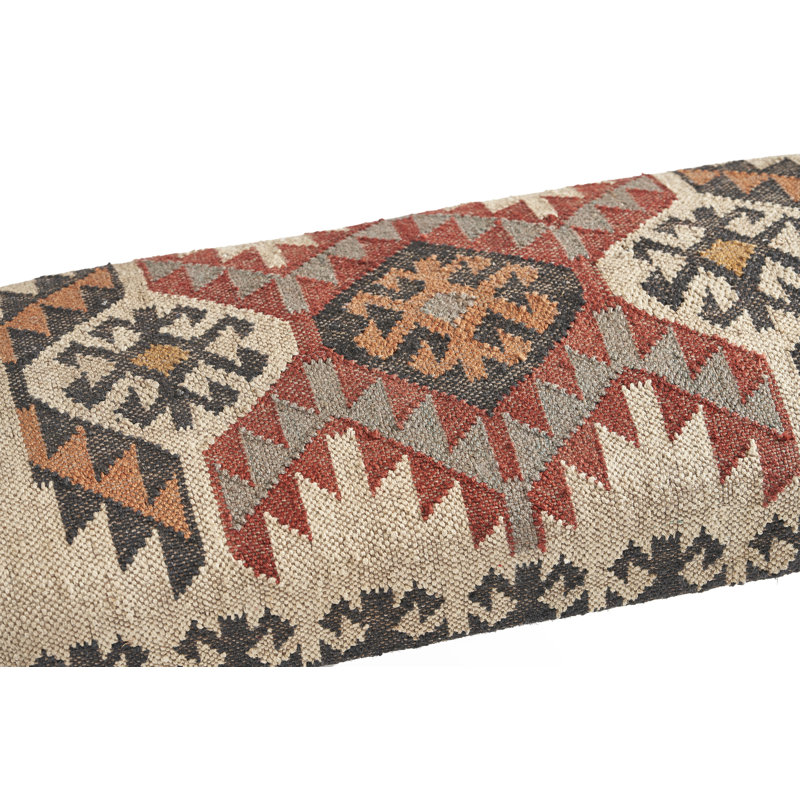 Kyle Handmade Natural/Black/Gray Geometric Upholstered Bench