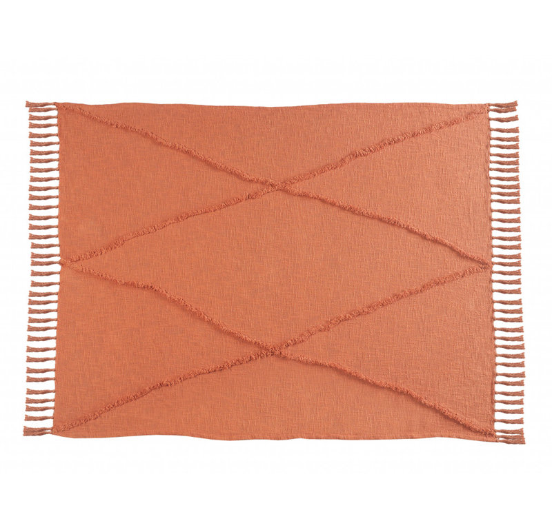 Jeté en coton tissé crème, Orange