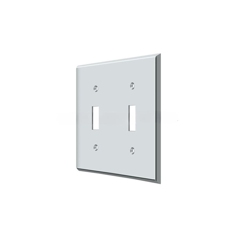 Deltana SWP4761U15A Switch Plate, Double Standard in Antique Nickel, Bright Chrome