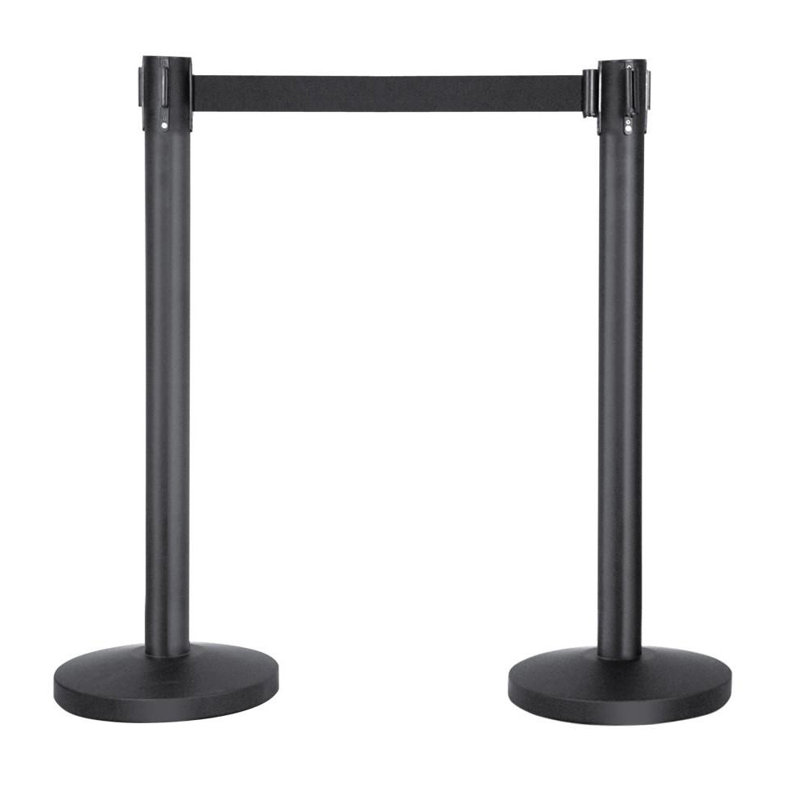 92cm H x 200cm W Black Metal Stanchion, Black