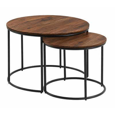 25 Inch Quebec Indoor/Outdoor Solid Acacia Nesting Coffee Tables/Side Tabls - No Assembly Required (Set of 2) 