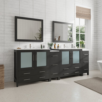  96" Double Bathroom Vanity Set with Mirror