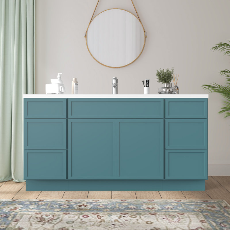 Base de meuble-lavabo simple 66 po seulement, Bleu sarcelle