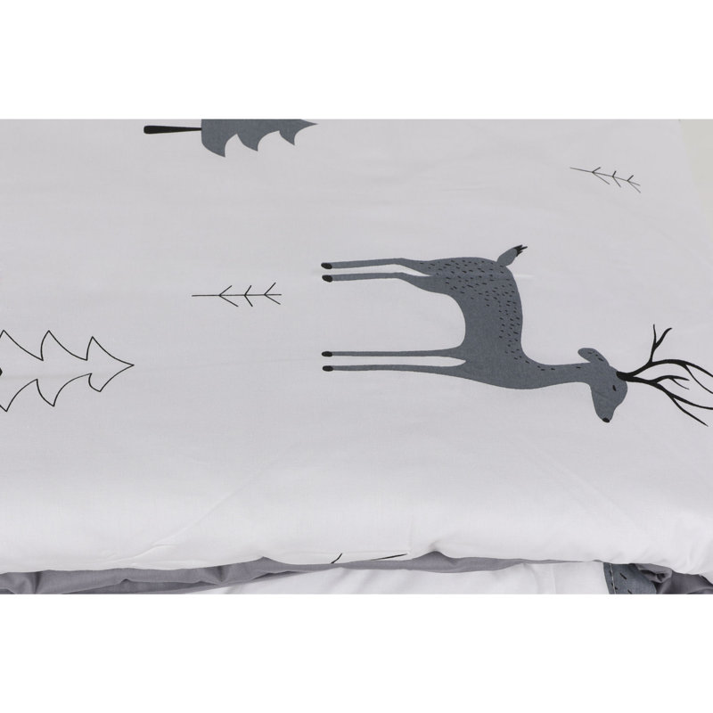 Ensemble de housse de couette 100% coton gris / blanc / noir Keiper, Twin Duvet Cover + 1 24" x 24" Pillowcase