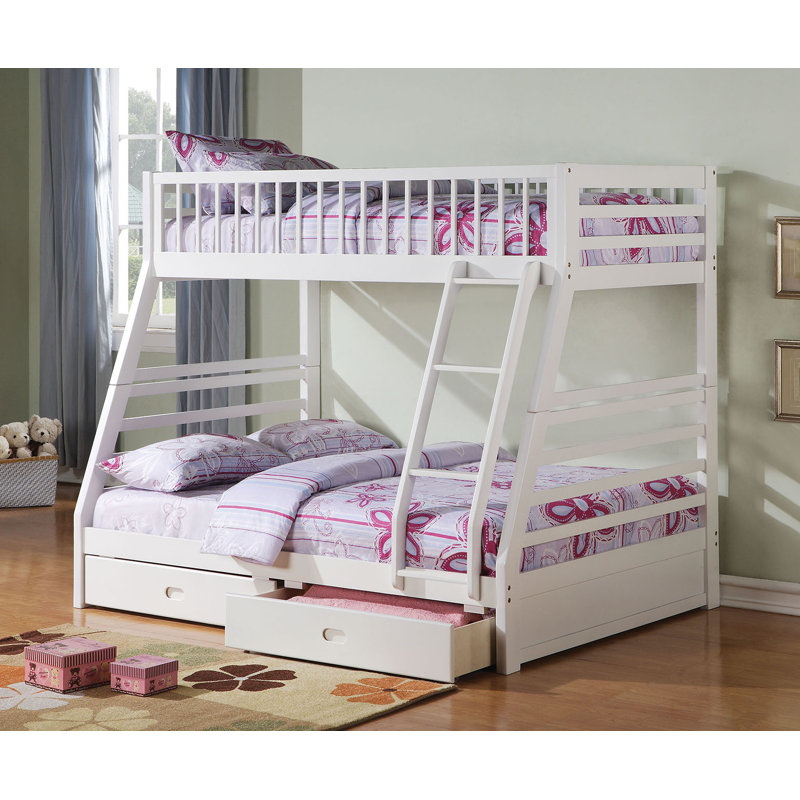 Samiyah Twin over Full Bunk Bed with Storage Drawers in White