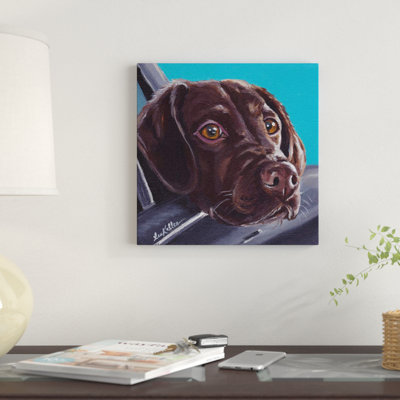 «Chocolate Lab in Car», impression sur toile