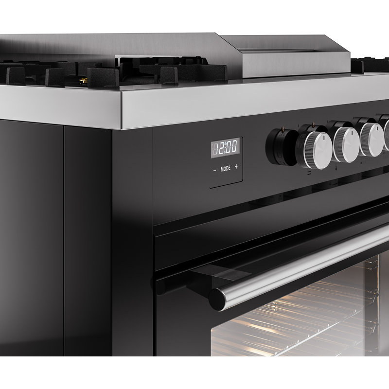 Cuisinière à double combustible ILVE ProfessionalPlus II 60, Propane liquide, Noir lustré