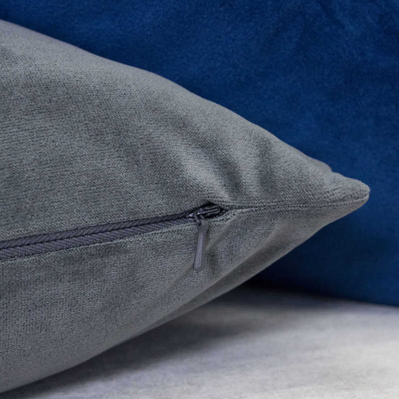  Square Velvet Pillow Cover & Insert, Gray
