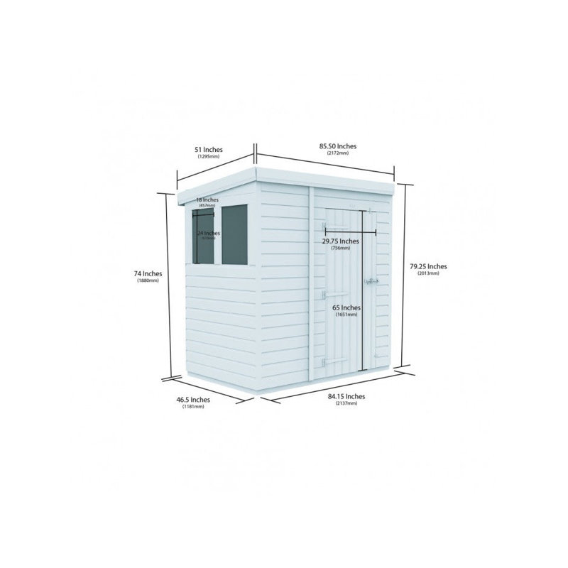 7x4 Pent Composite Shed
