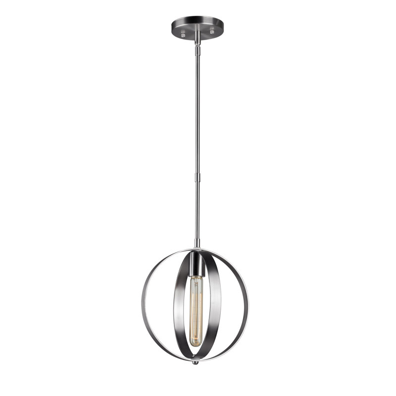 Luminaire suspendu sphère 1 lumière Brahim, Nickel brossé, H 14 po x l 10 po x P 10 po