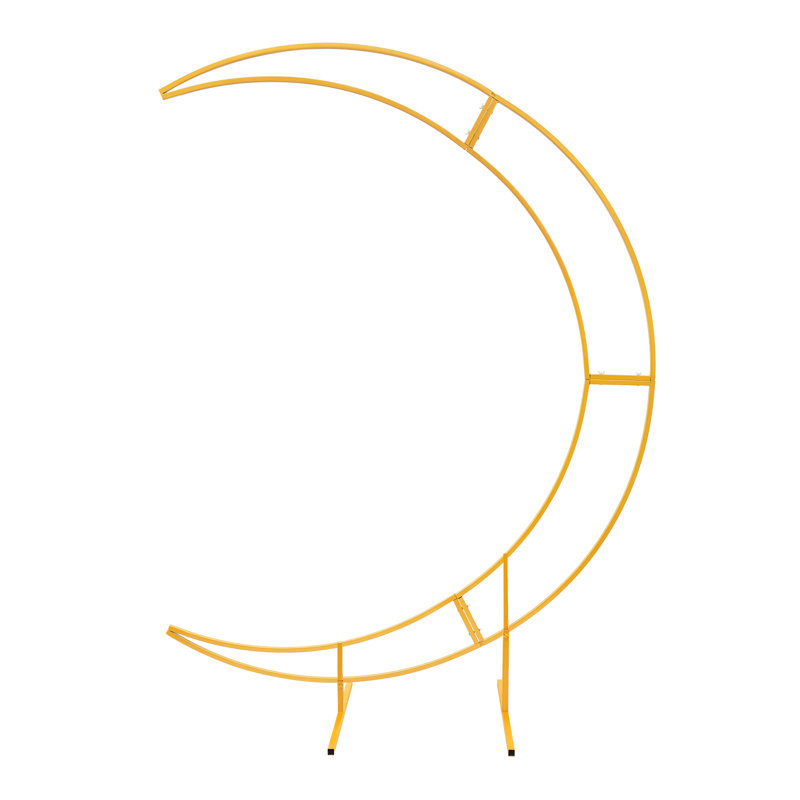 Support pour arche de mariage en forme de lune en métal de 7 pi, cadre en forme de ballon incurvé, mariage, Naturel