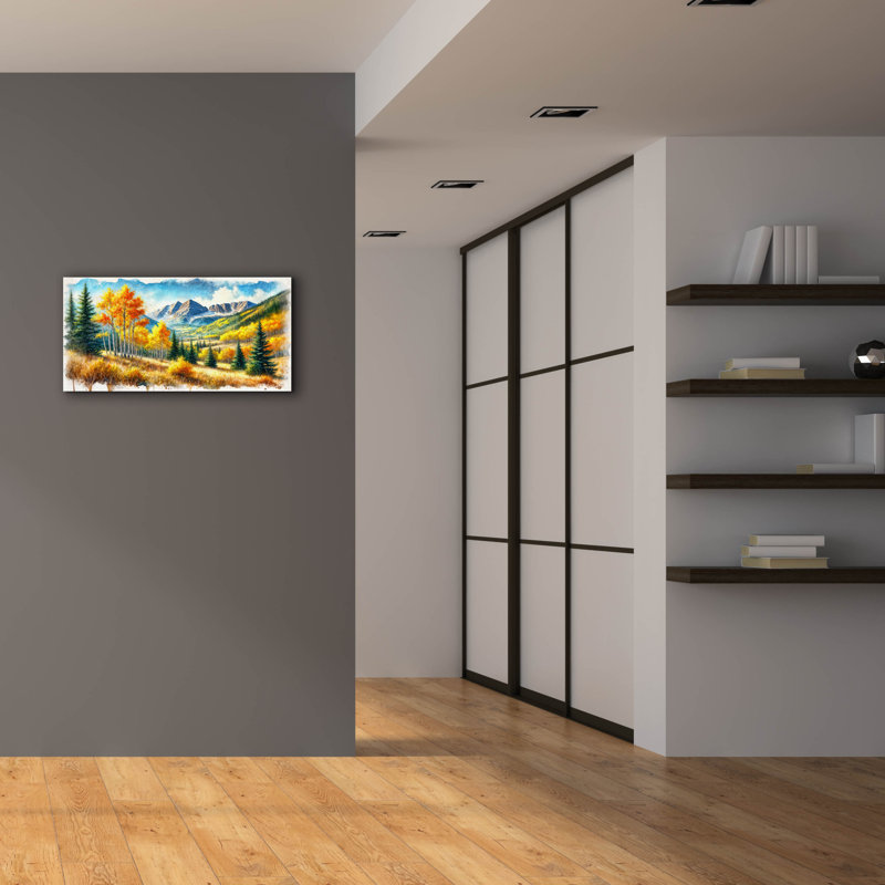 «Aspen Landscape Watercolor» par Rey Klimt, art mural sur toile, H 20 po x l 40 po