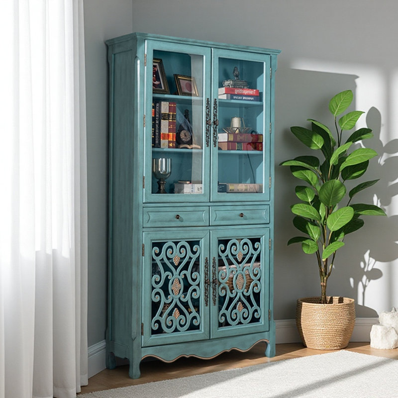 Vitrine simple américaine rétro, Bleu