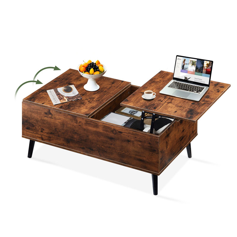 Lift Top Coffee Table with Storage, Brown