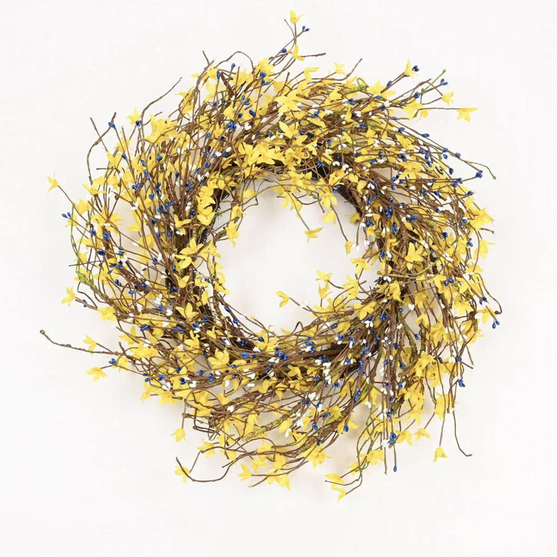 Couronne de porte 24 po, Blanc / Bleu