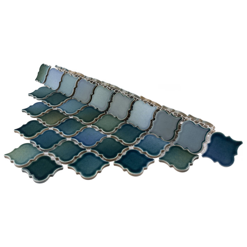 Hudson Tangier 2" x 2" Porcelain Arabesque Mosaic Wall & Floor Tile, Lagoon