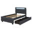 Lit plateforme tapissier simple avec structure à DEL et 2 tiroirs, structure de lit plateforme en tissu de lin, aucun sommier tapissier requis-1611195629