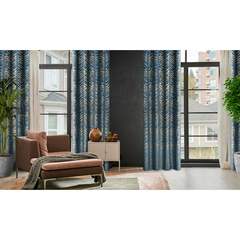 Adelya Blackout Curtains Single Panel, Marine