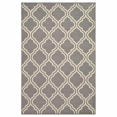Hunfredo Modern Geometric Moroccan Trellis Machine Woven Indoor Area Rug