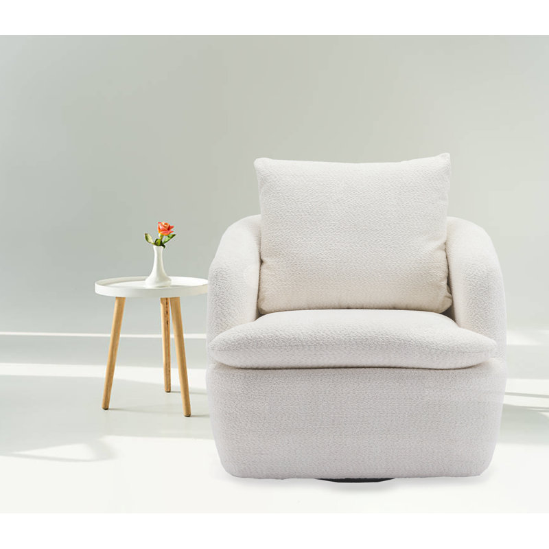Fauteuil pivotant en chenille de 32,48 po de largeur Anneliese, Chenille beige