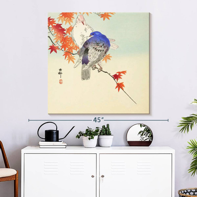 Brampt Twee Duiven Op Herfsttak, 33" H x 33" W