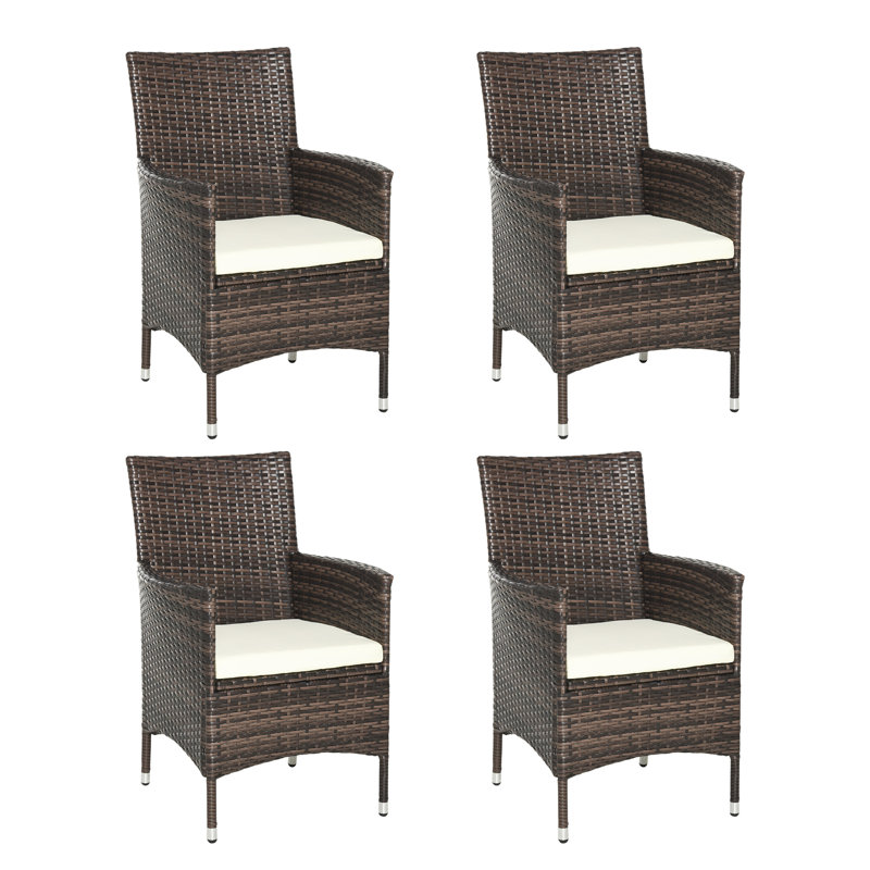 Gamino Patio Dining Side Chair with Cushion, Brown