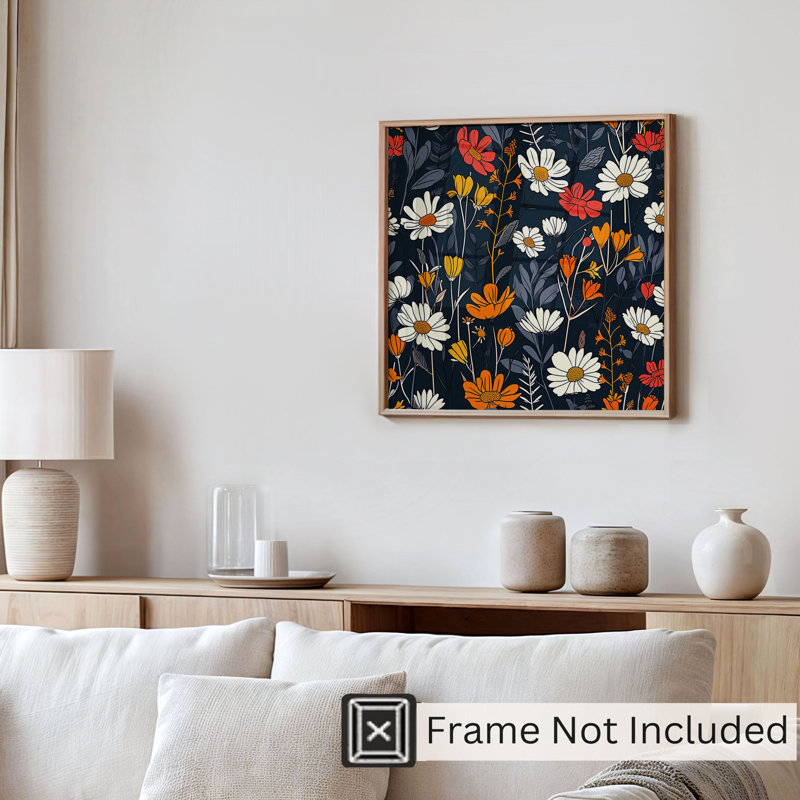 Floral rétro, fleurs sauvages III, reproduction d'art rétro sans cadre
