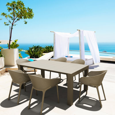 Farrah 6 - Person Patio Dining Set with Extendable Rectangular Table
