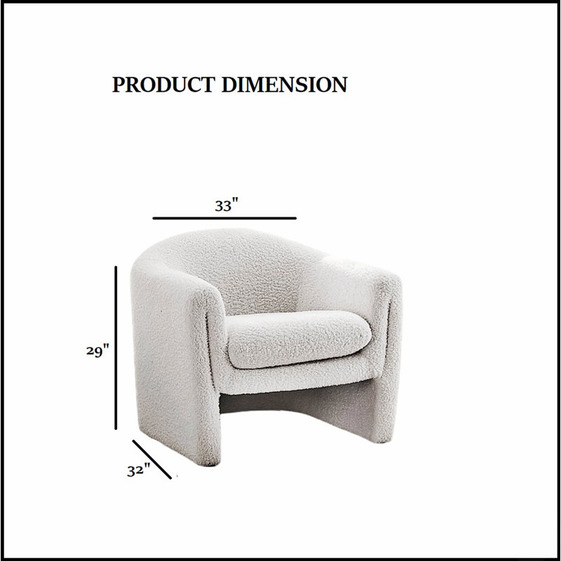Fauteuil d'appoint compact contemporain en forme de U, recouvert de tissu bouclé, idéal pour les salons modernes et offrant une assise confortable et élégante.