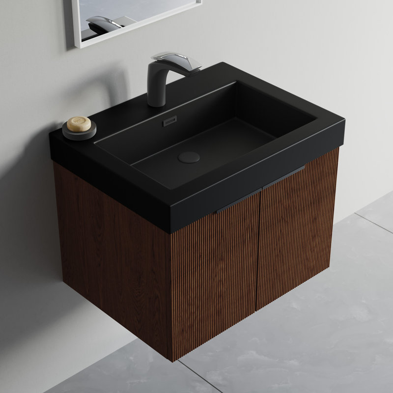 Dowell 24" Rectangular Drop-In Bathroom Sink with Overflow, Black