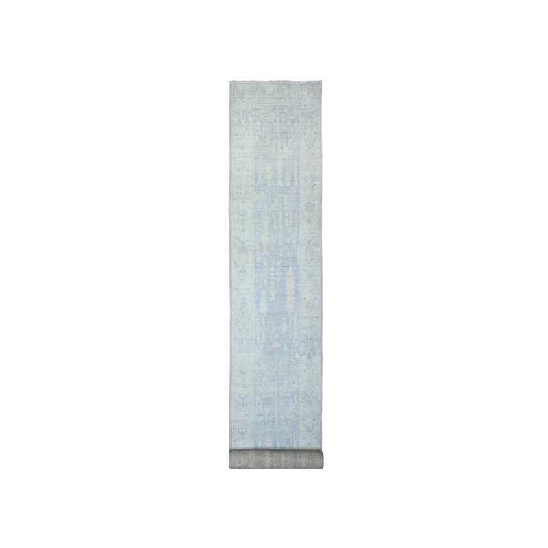 Tapis de couloir gris en laine noué à la main 2 pi 8 po x 19 pi 2 po Angora Oushak XL A9AFF94F72624F979CE3EB25D0138345