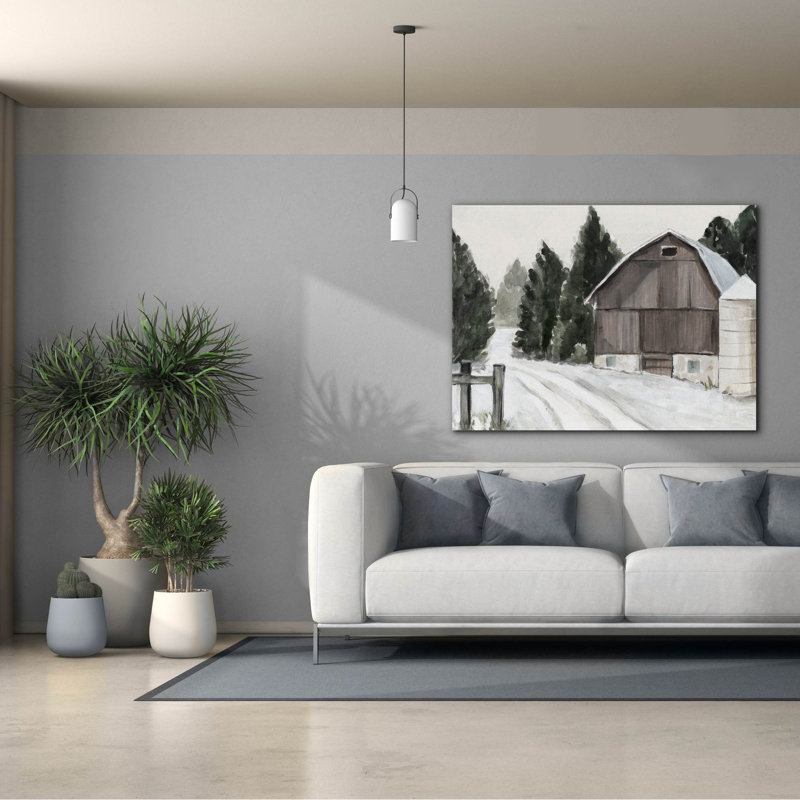  «Winter Barn 2» par Annie Warren, art mural sur toile, 54 po x 40 po, H 40 po x l 54 po