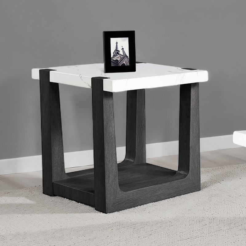 Table de chevet, table de bout pour chambre à coucher, salon, Noir / blanc