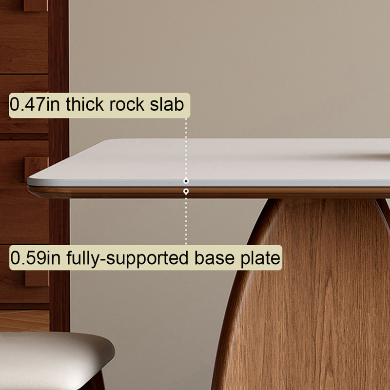 Simple rectangular solid wood dining table, 29.52"H x 55.11"L x 31.49"W