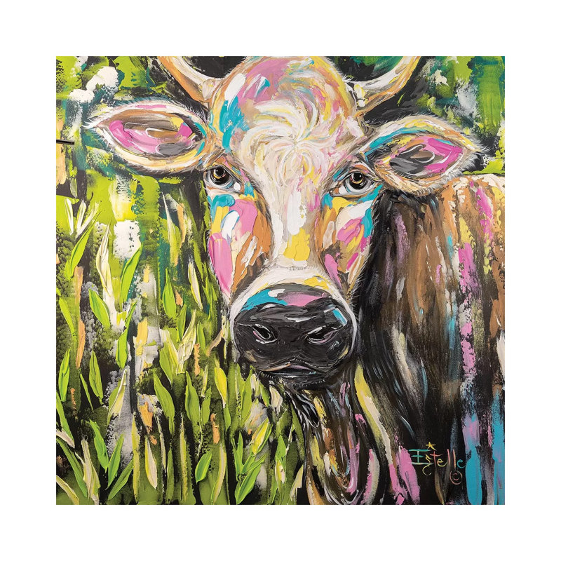 Full Of Bull by Estelle Grengs - Painting on Canvas, 93.98cm H x 93.98cm W x 1.91cm D, Wrapped Canvas