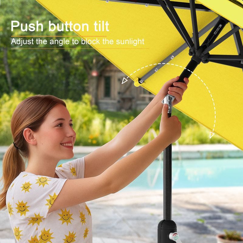  Parasol de marché 9 pi, Jaune, H 92,5 po x l 108 po x P 108 po