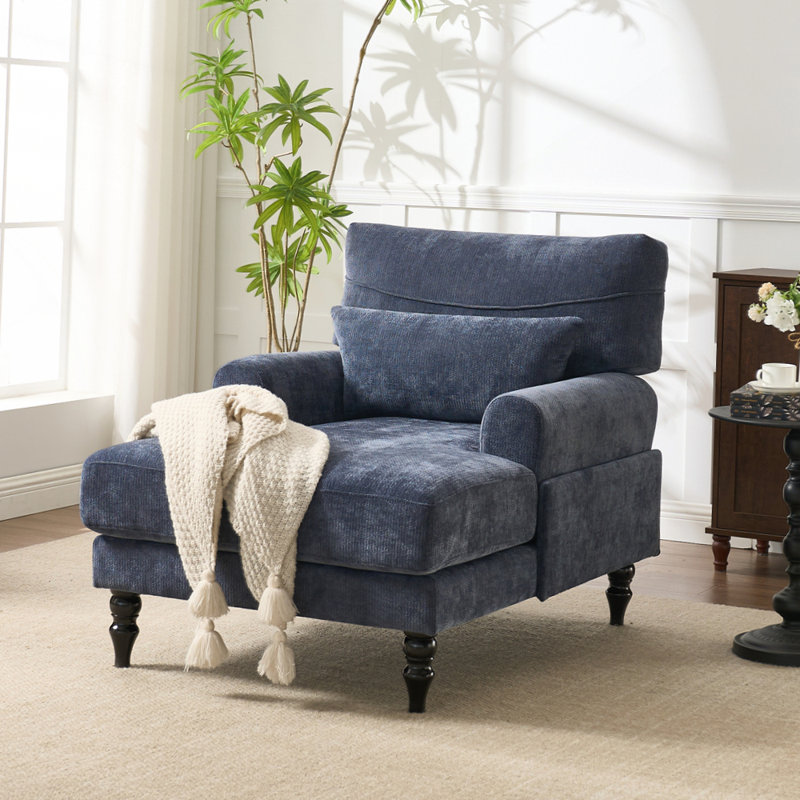 Comfortable and Durable Recliner Chair with Spacious Seating Perfect for Living, Blue