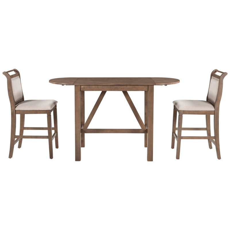 Dasjah 2 - Person Solid Wood Solid Wood Top Four Leg Dining Set, Brown, Beige/Brown, Brown