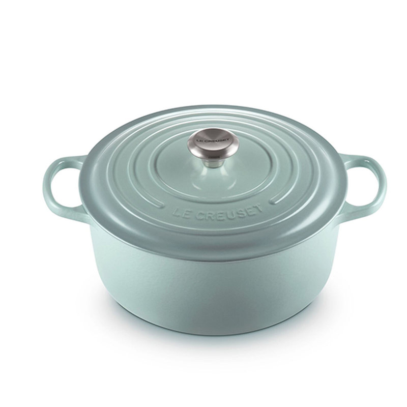 Le Creuset Signature Enameled Cast Iron Round Dutch Oven with Lid, Sea Salt, 5.5 quarts