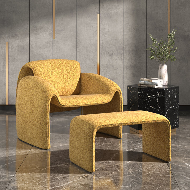 Fauteuil d'appoint avec repose-pieds Gainsborough, Jaune moutarde